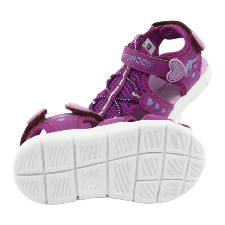 Sandals girls with hearts Kangaroos 02035 purple pink grey 5