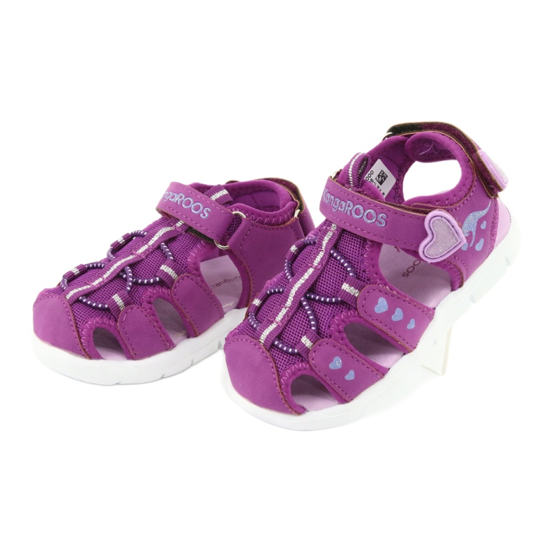 Sandals girls with hearts Kangaroos 02035 violet pink grey 3 Sandals girls with hearts Kangaroos 02035 violet pink grey 3