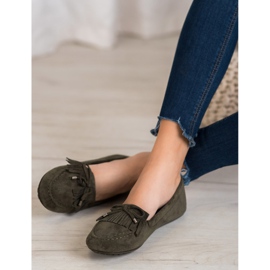 Ideal Shoes Suede Boots With Fringes green 2