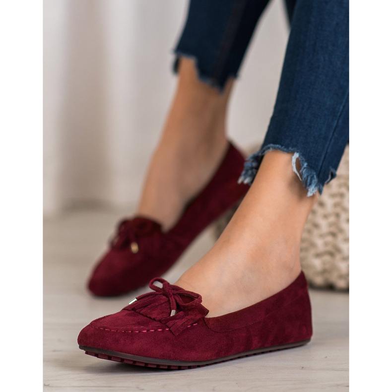 Ideal Shoes Suede Boots With Fringes red 1