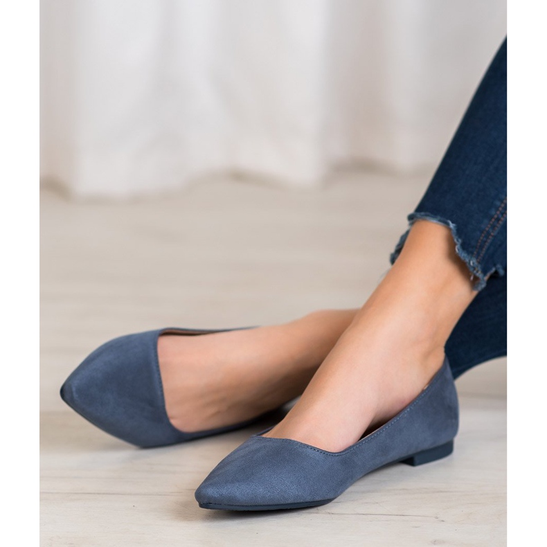 SHELOVET Suede Ballerina In Spitz blue 2 SHELOVET Suede Ballerina In Spitz blue 2