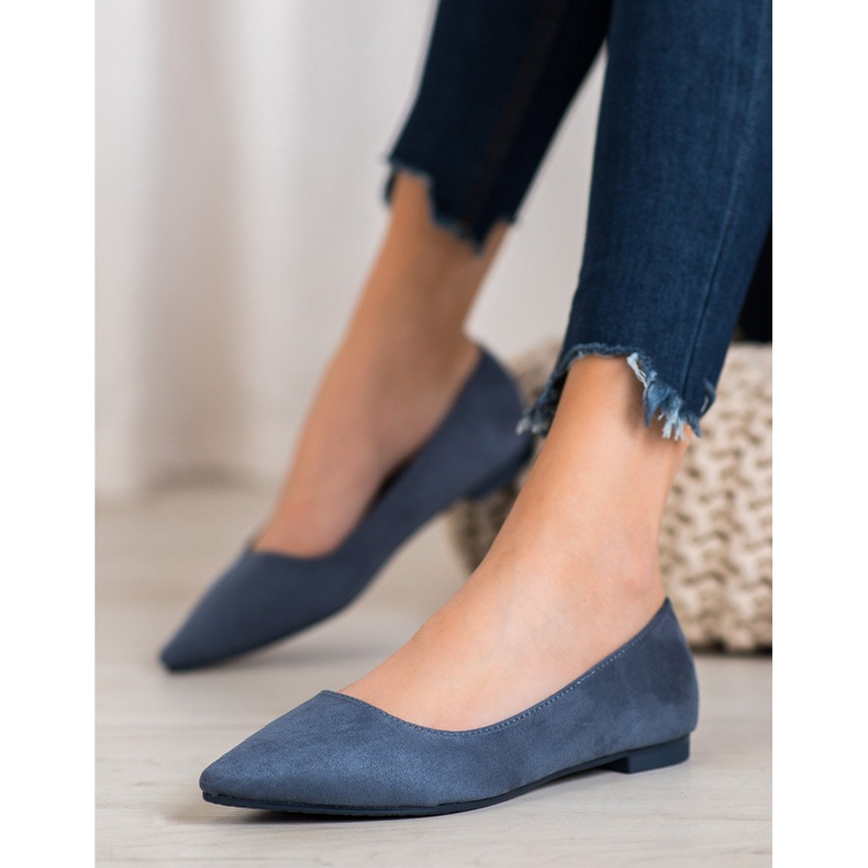 SHELOVET Suede Ballerina In Spitz blue 1