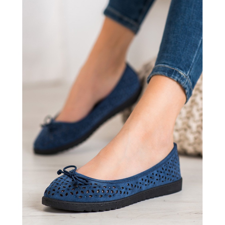 SHELOVET Openwork Ballerina With A Bow blue 1