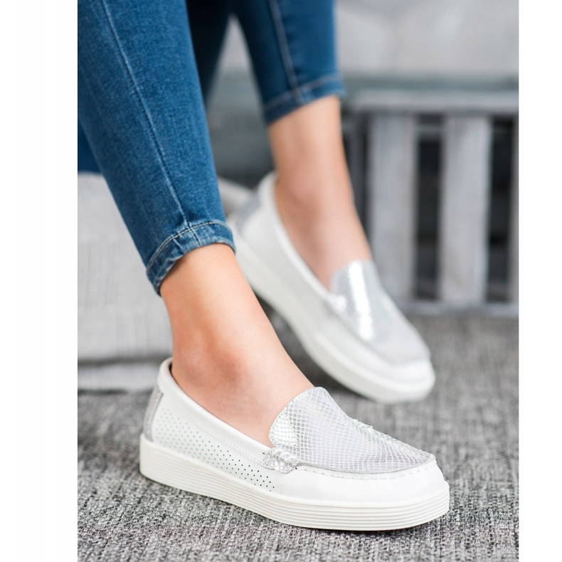 Moccasins on the VINCEZA platform white grey 2