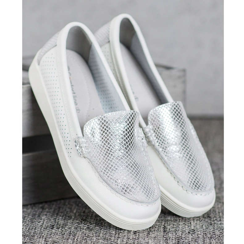 Moccasins on the VINCEZA platform white grey 1