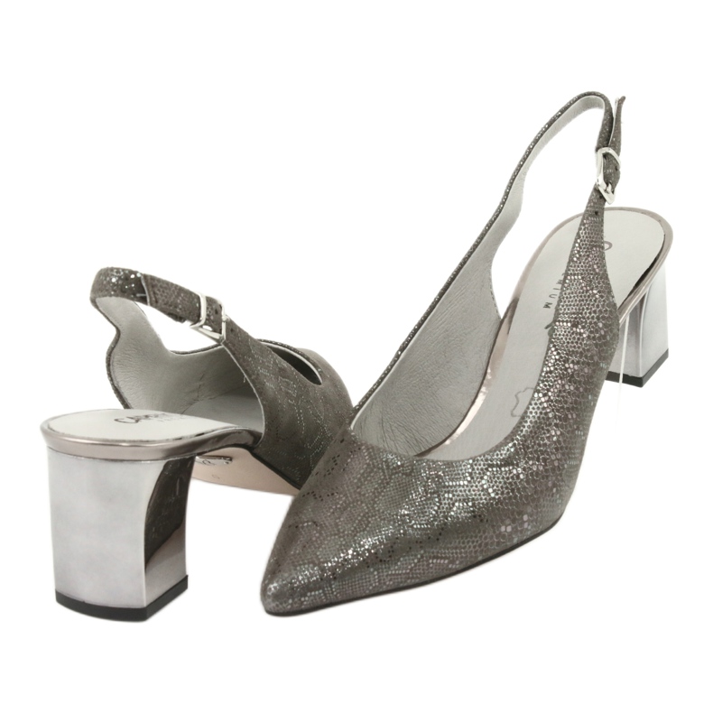 Caprice 29605 Women's sandals on the pillar, shiny gray grey 4