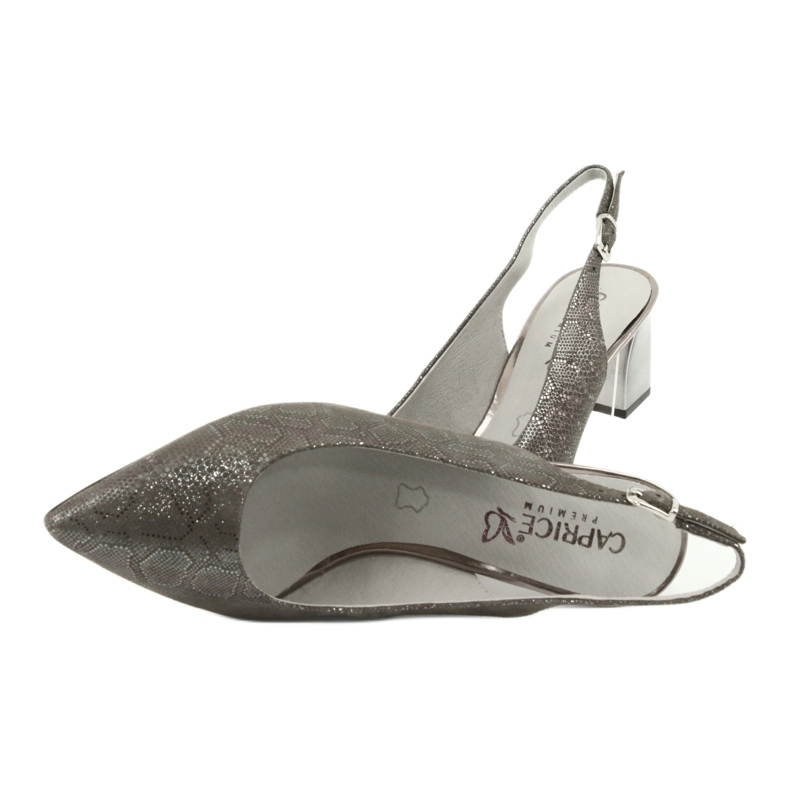 Caprice 29605 Women's sandals on the pillar, shiny gray grey 5