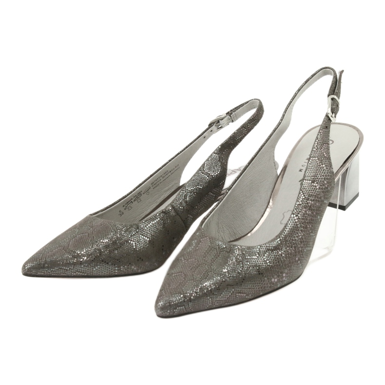 Caprice 29605 Women's sandals on the pillar, shiny gray grey 3
