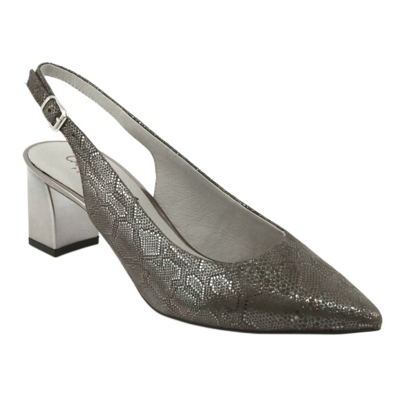 Caprice 29605 Women's sandals on the pillar, shiny gray grey 1