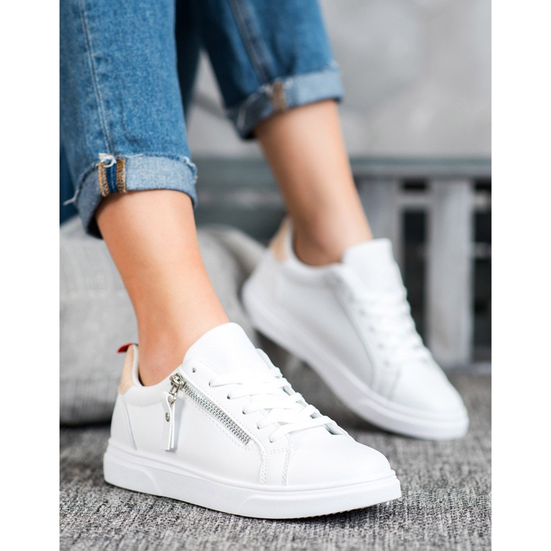 SHELOVET Sports Shoes With Decorative Zipper white 1 SHELOVET Sports Shoes With Decorative Zipper white 1