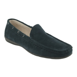 American Club Leather moccasins. Suede navy blue American JK02 1