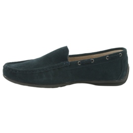 American Club Leather moccasins. Suede navy blue American JK02 2