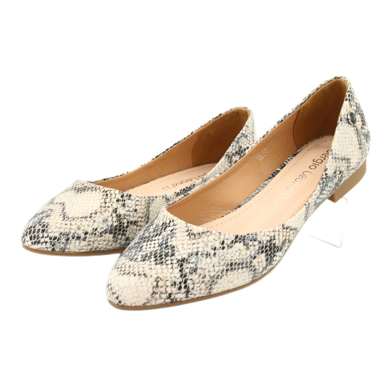 Sergio Leone BL611 animal pattern ballerinas brown grey 3