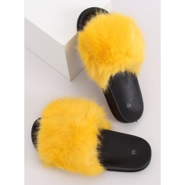 Yellow CK107P Yellow fur slippers 1