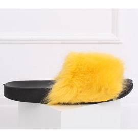 Yellow CK107P Yellow fur slippers 2