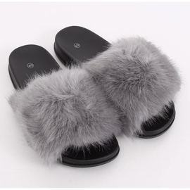 Gray Slippers with fur CK107P Gray grey 1