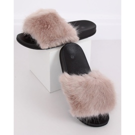 Beige slippers with fur CK107P Beige 1