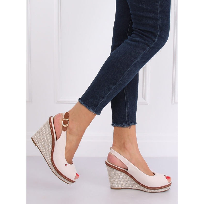 Sandals on a beige wedge R132P Beige 2