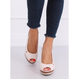 Sandals on a beige wedge R132P Beige 1