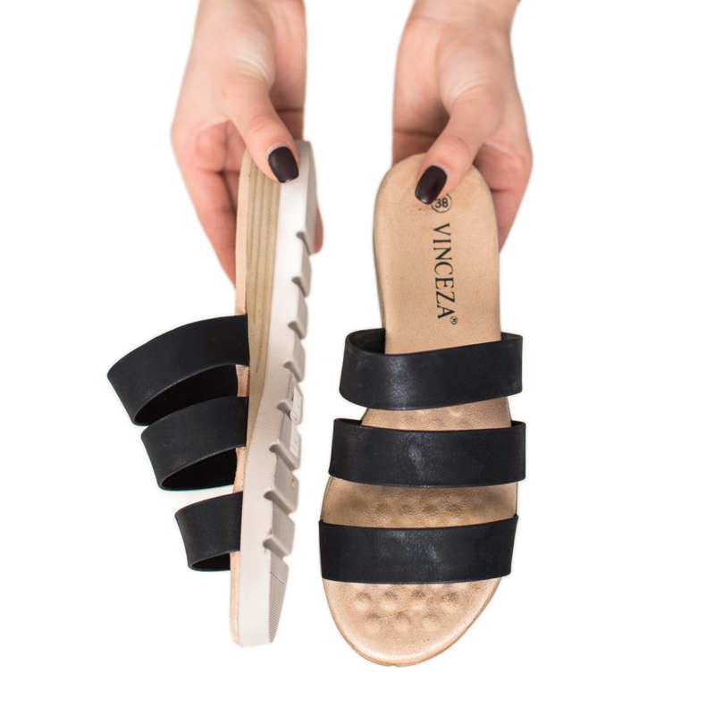Black VINCEZA slippers 1