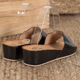 SHELOVET Stylish wedge slippers black 1