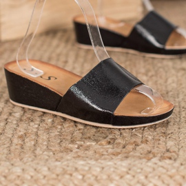 SHELOVET Stylish wedge slippers black 2