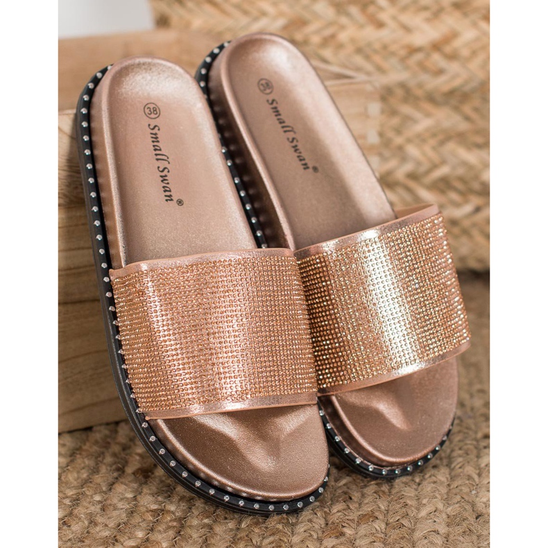 SHELOVET Fashionable Slippers With Cubic Zirconia yellow 2