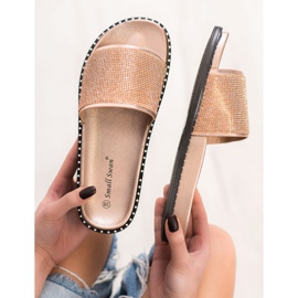 SHELOVET Fashionable Slippers With Cubic Zirconia yellow 1