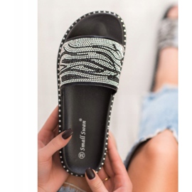 SHELOVET Fashionable Slippers With Cubic Zirconia black grey 1