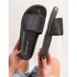 SHELOVET Fashionable Slippers With Cubic Zirconia black 2
