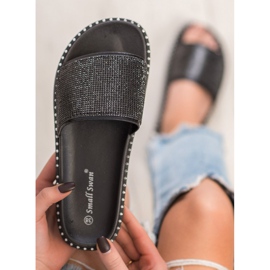 SHELOVET Fashionable Slippers With Cubic Zirconia black 1