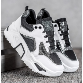 Seastar Fashionable Sneakers With Glitter white black 1 Seastar Fashionable Sneakers With Glitter white black 1