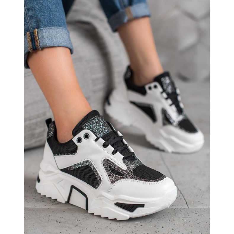 Seastar Fashionable Sneakers With Glitter white black 2 Seastar Fashionable Sneakers With Glitter white black 2