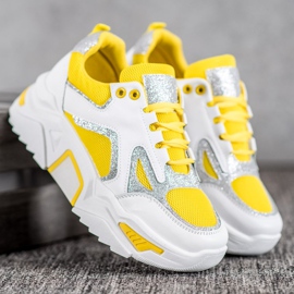 Seastar Fashionable Sneakers With Glitter white yellow 2
