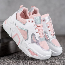 Seastar Fashionable Sneakers With Glitter white pink 2