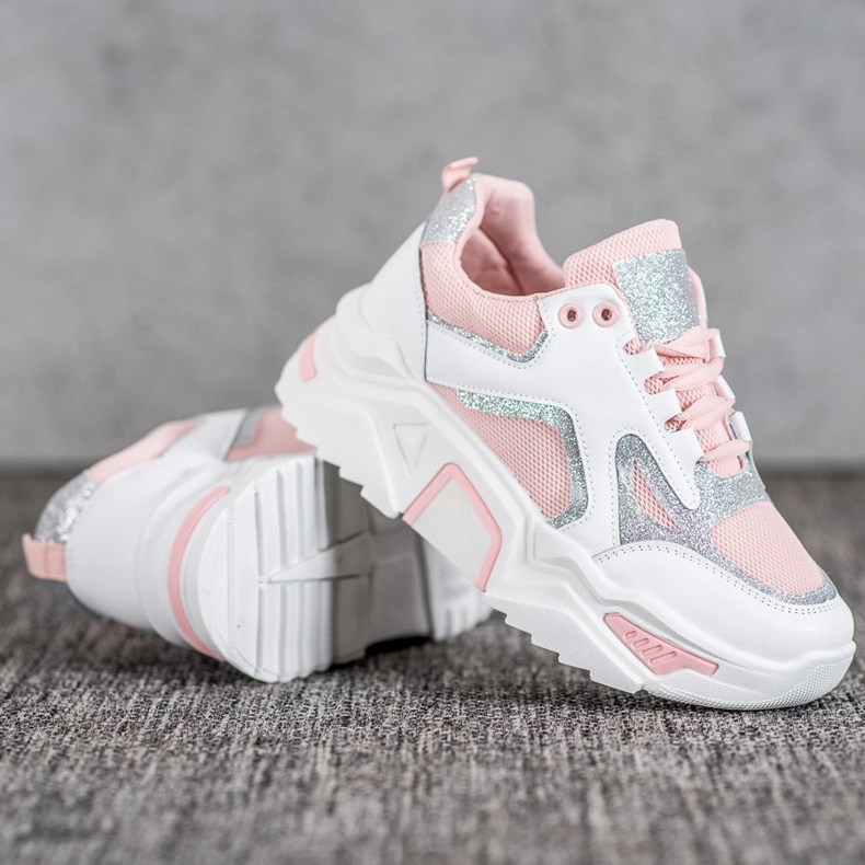 Seastar Fashionable Sneakers With Glitter white pink 1