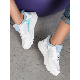 SHELOVET Casual Eco Leather Sneakers white blue 2