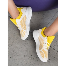 SHELOVET Classic Sneakers With Mesh white yellow 1
