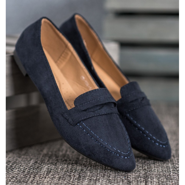 Best Shoes Suede Loafers In Spitz navy blue blue 1