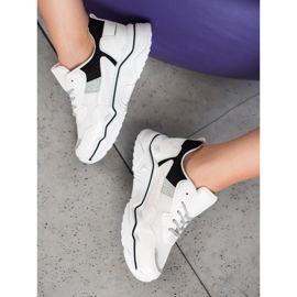 SHELOVET Sneakers On The Platform With Glitter white black 2