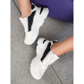 SHELOVET Stylish Sneakers With Glitter white black 1