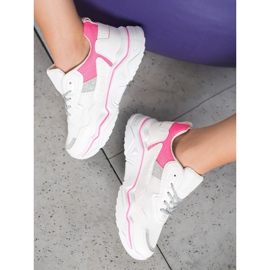 SHELOVET Sneakers On The Platform With Glitter white pink 1