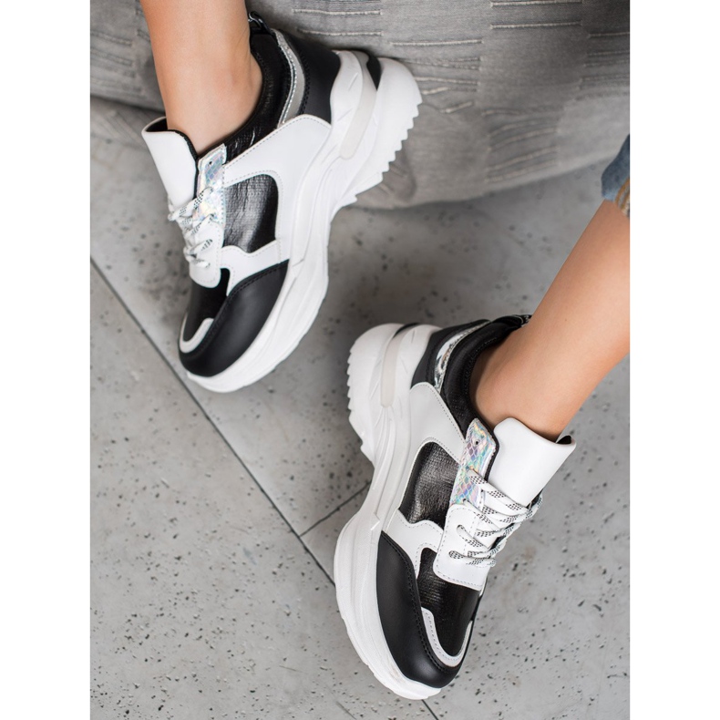 SHELOVET Comfortable Sneakers On The Platform white black 1
