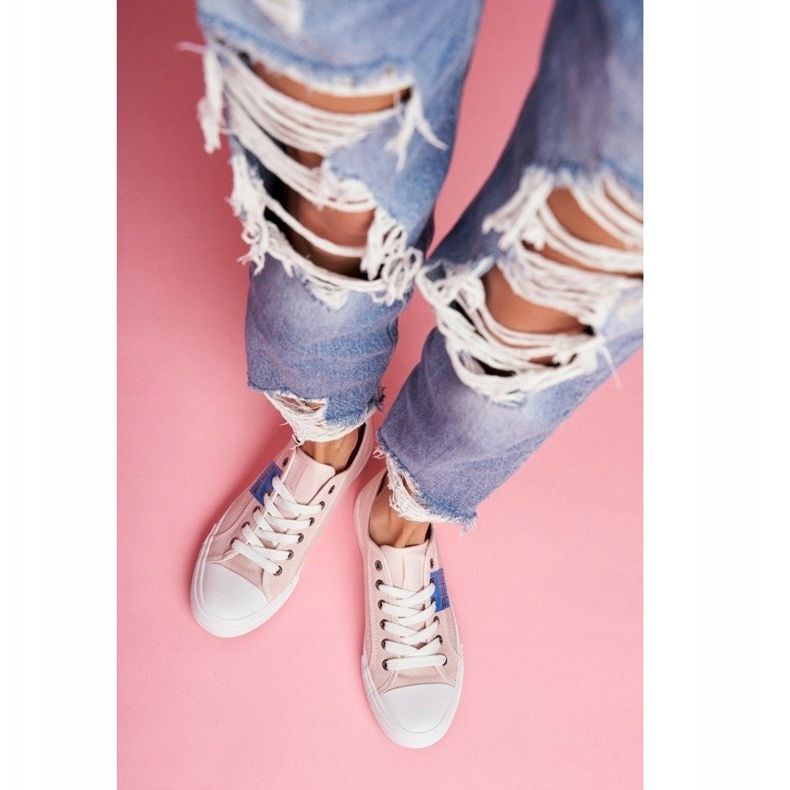 Pink women's openwork sneakers Big StarFF274033 2