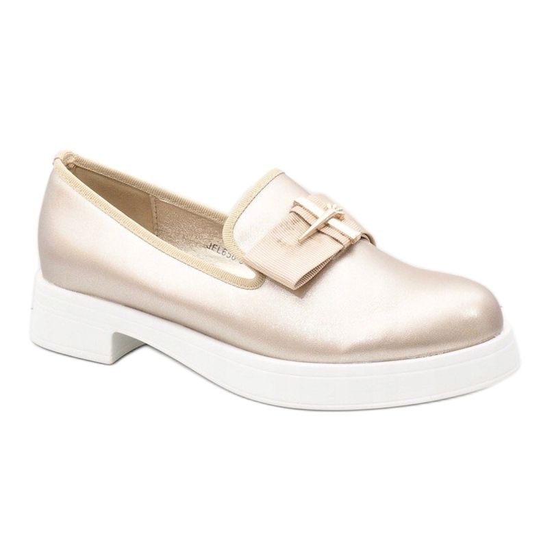 Golden slip-on shoes on the JFL656-3 platform 1