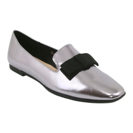 Sergio Leone Metallic women's ballerinas with a 600 silver bow 1 Sergio Leone Metallic women's ballerinas with a 600 silver bow 1