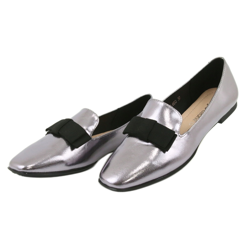 Sergio Leone Metallic women's ballerinas with a 600 silver bow 3 Sergio Leone Metallic women's ballerinas with a 600 silver bow 3