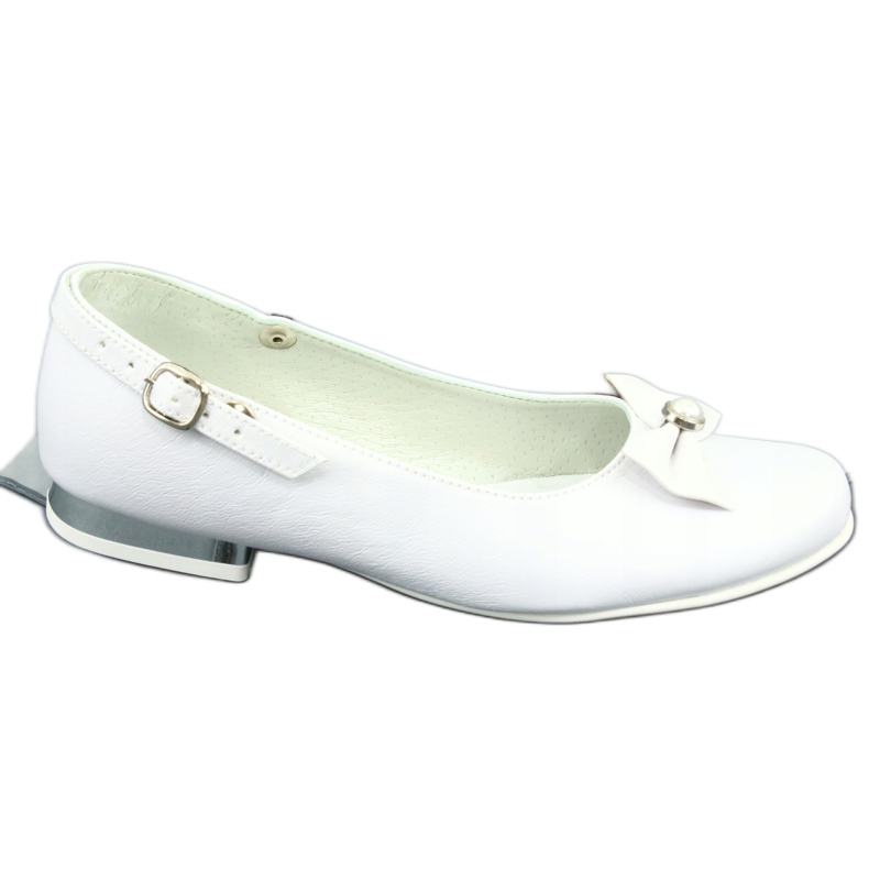 Miko Children's white communion ballerinas with a bow 806 4