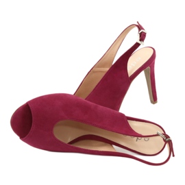 Edeo Women's leather sandals on the heel burgundy red 6 Edeo Women's leather sandals on the heel burgundy red 6