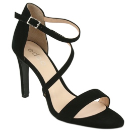 Black Leather sandals on the Edeo 3344 high heel 1 Black Leather sandals on the Edeo 3344 high heel 1